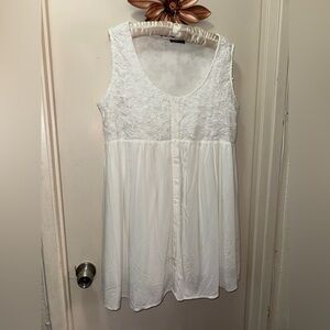 Chic White Lace Button-Down Dress